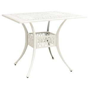 Tuintafel 90x90x73 cm gietaluminium wit