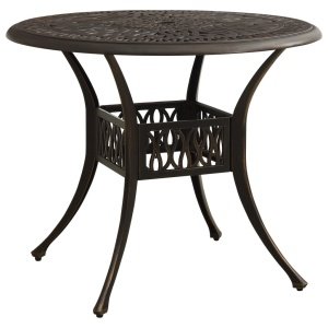Tuintafel 90x90x74 cm gietaluminium bronskleurig