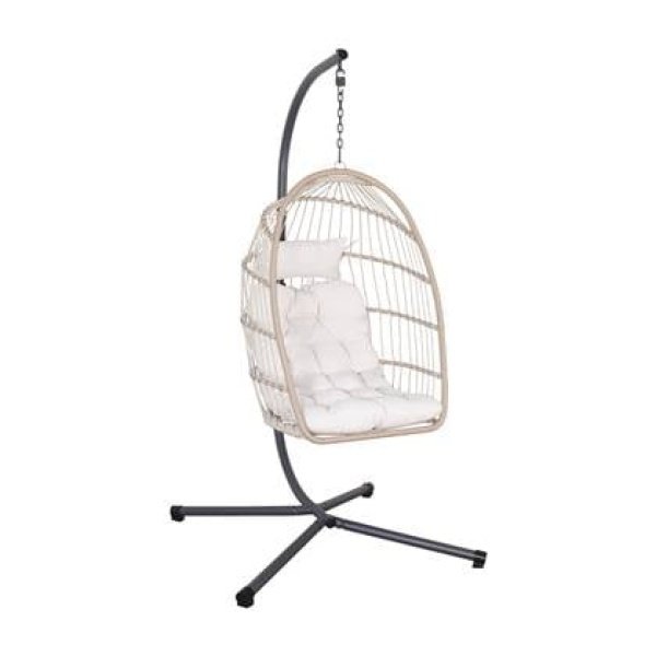 sweeek - Hangend ei van aluminium, rotan, polyester