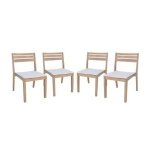 sweeek - Set van 4 acaciahouten tuinstoelen met kussen
