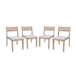 sweeek - Set van 4 acaciahouten tuinstoelen met kussen
