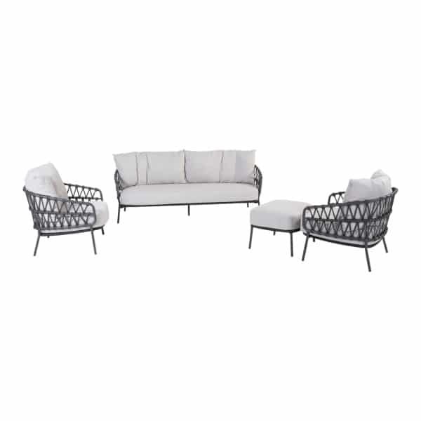 4 Seasons Calpi stoel-bank loungeset met voetenbank - 4-delig