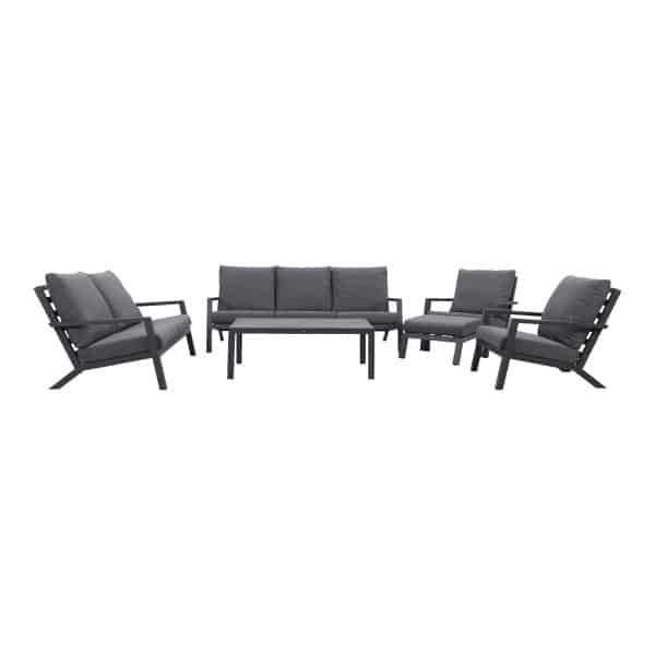 Atlanta stoel-bank loungeset 6-delig - Antraciet