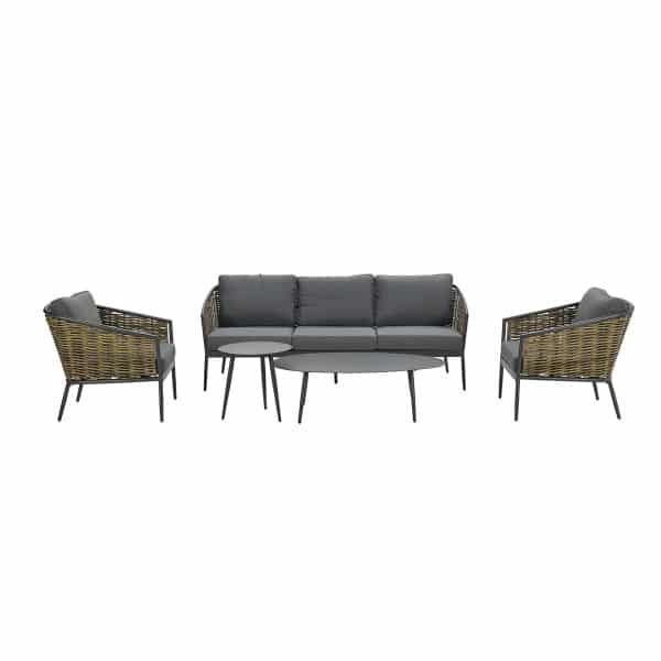 Bali loungeset 5-dlg c. bl/natural bark/mystic gr 207.5x83.5x77.5 - Garden impressions