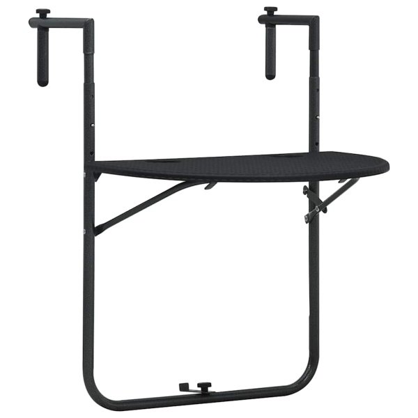 Balkontafel hangend 60x64x83,5 cm rattan-look kunststof zwart