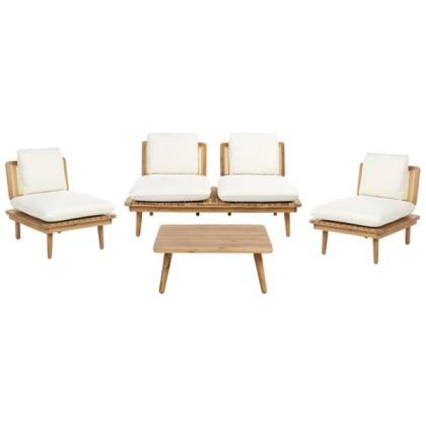 Beliani - ACCADIA - Loungeset - Lichtbruin - Acaciahout
