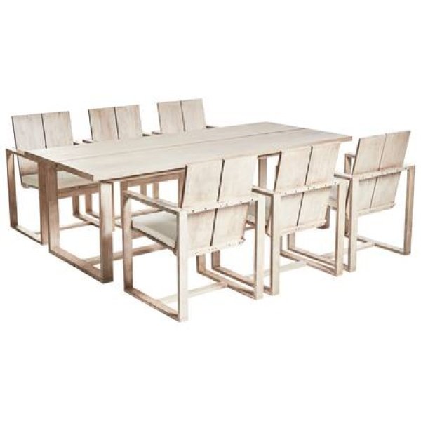 Beliani - AZZANELLO - Tuinset 6-zits - Lichtbruin - Acaciahout