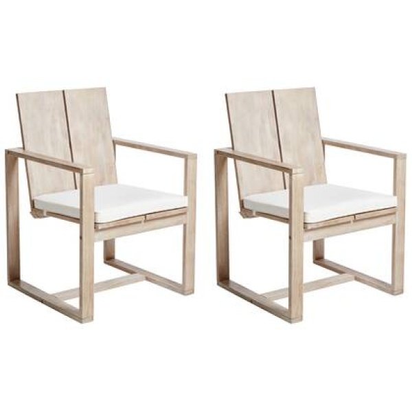 Beliani - AZZANELLO - Tuinstoel set van 2 - Lichtbruin - Acaciahout