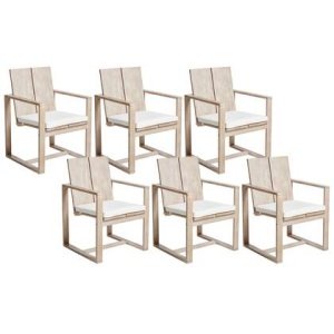 Beliani - AZZANELLO - Tuinstoel set van 6 - Lichtbruin - Acaciahout