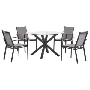 Beliani - MALETTO|BUSSETO - Tuinset voor 4 - Zwart - Aluminium