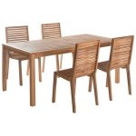 Beliani - OMBRIANO - Tuinset voor 4 - Lichte houtkleur - Acaciahout