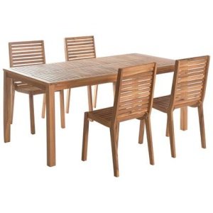 Beliani - OMBRIANO - Tuinset voor 4 - Lichte houtkleur - Acaciahout