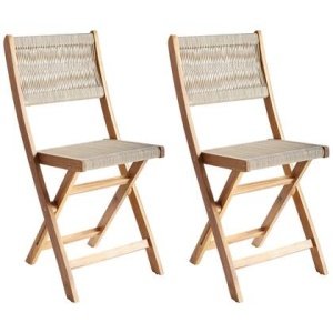 Beliani - PROSSEDI - Set van 2 tuinstoelen - Beige - Acaciahout