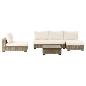 Beliani - VARALLO - Loungeset 4-zits - Grijs - Linkszijdig - Rotan