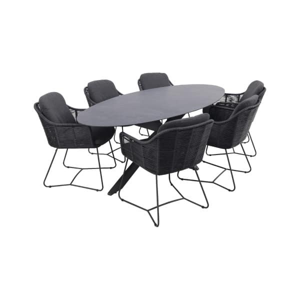 Belmond antraciet/Privada 240x107 - Ovale tuinset - 7-delig