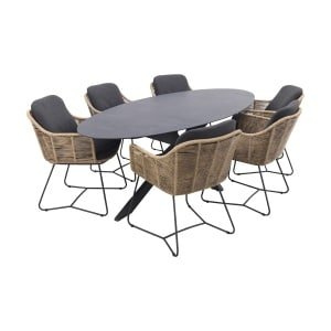 Belmond naturel/Privada 240x107 - Ovale tuinset - 7-delig