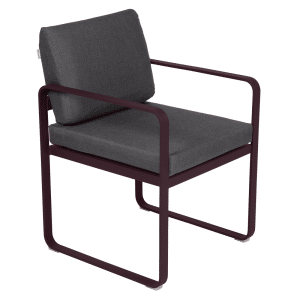 Fermob Bellevie dining armchair tuinstoel Black cherry - Graphite