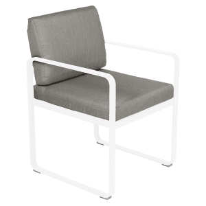 Fermob Bellevie dining armchair tuinstoel Cotton white - Grey taupe