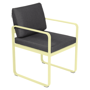 Fermob Bellevie dining armchair tuinstoel Frosted lemon - Graphite