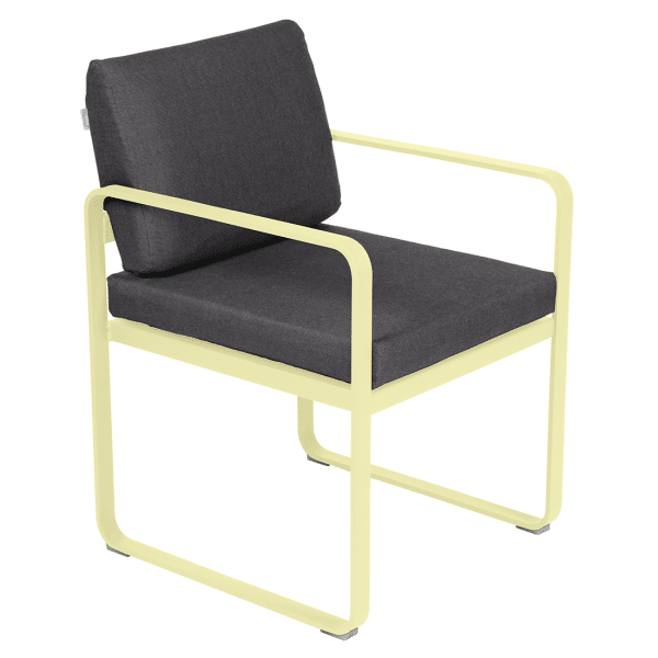 Fermob Bellevie dining armchair tuinstoel Frosted lemon - Graphite