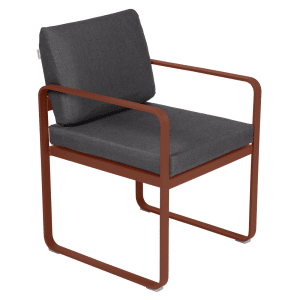 Fermob Bellevie dining armchair tuinstoel Red ochre - Graphite