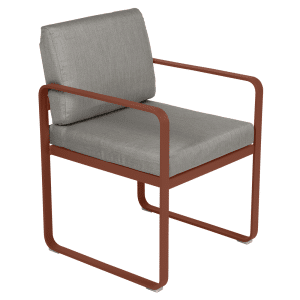 Fermob Bellevie dining armchair tuinstoel Red ochre - Grey taupe