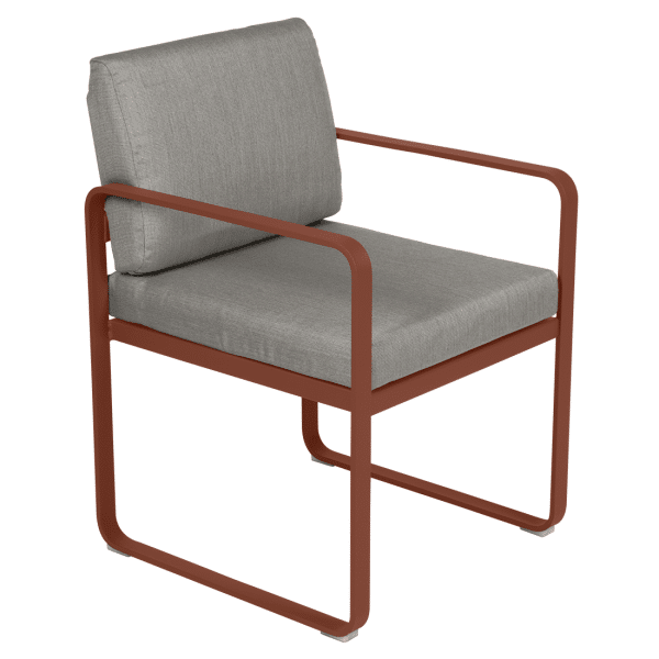 Fermob Bellevie dining armchair tuinstoel Red ochre - Grey taupe