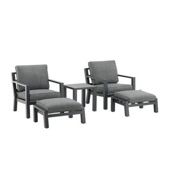 Fjôrd - Loungeset Zwart - 5-delig - Barcelona
