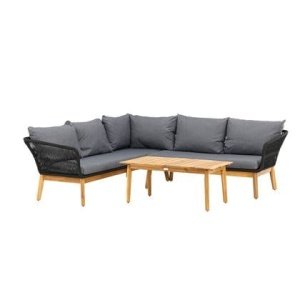 Fjôrd - Loungeset Zwart|Naturel - Acaciahout - Chania