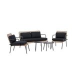 Fjôrd - Tuinset Naturel|Zwart - Wicker|Staal - Paola