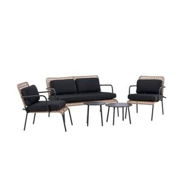 Fjôrd - Tuinset Naturel|Zwart - Wicker|Staal - Paola
