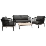 Fjôrd - Tuinset Zwart - Aluminium|Acaciahout - Andorra