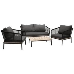 Fjôrd - Tuinset Zwart - Aluminium|Acaciahout - Andorra