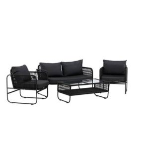 Fjôrd - Tuinset Zwart Seater - Touw - Utah