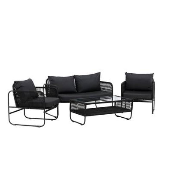 Fjôrd - Tuinset Zwart Seater - Touw - Utah