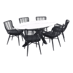 GI Ovale tuinset Scotland marmerlook wit/Jasmine tuinstoel black-7 delig
