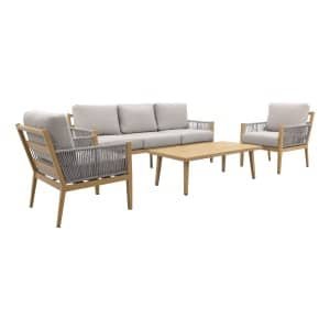 GI Sardinia stoel-bank loungeset (4-delig) - Aluminium Teak look/Zand