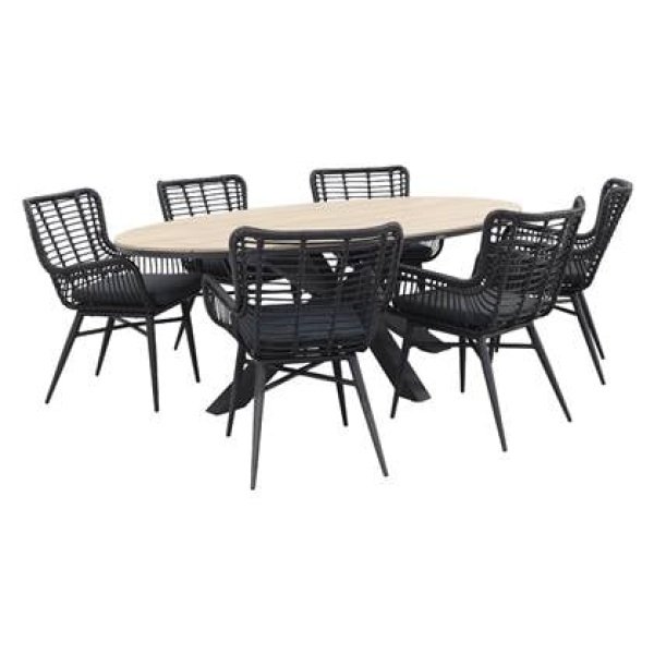 Garden Impressions Jasmine - Black|Edison 220x115 cm. - ovale tuinset