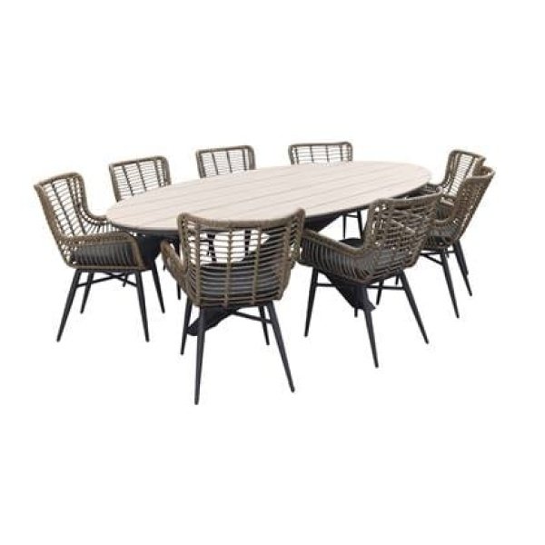 Garden Impressions Jasmine Natural|Edison 280x140 cm. - ovale tuinset