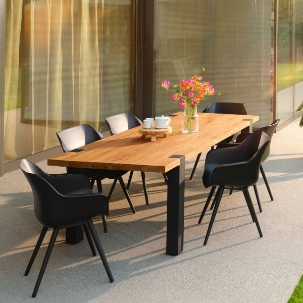 Hartman Tuintafel 'Esmee' Teakhout, 200 x 100cm, kleur Naturel/Zwart