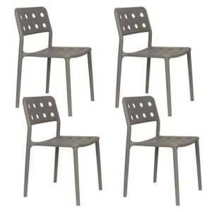 Housecraft Living Serra Tuinstoelen Kunststof Grijs - Set van 4