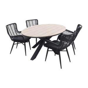 Jasmine Black / GI Edison 180 x 115 cm. tafel - ovale tuinset