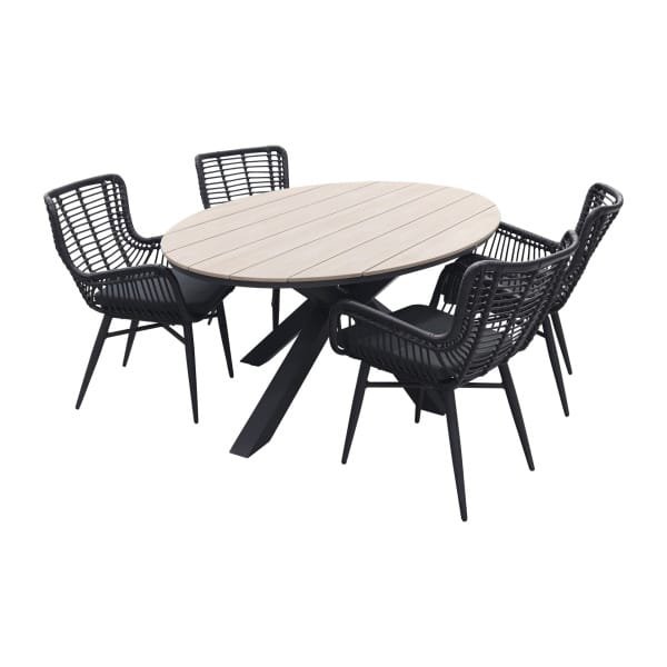 Jasmine Black / GI Edison 180 x 115 cm. tafel - ovale tuinset
