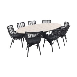 Jasmine - Black / Garden Impressions Edison 280x140 cm. - ovale tuinset
