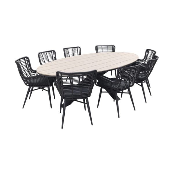 Jasmine - Black / Garden Impressions Edison 280x140 cm. - ovale tuinset