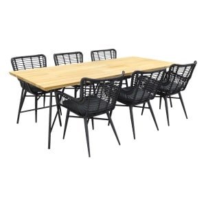 Jasmine - Black / Taste Lano teak 240 cm. - 7-delige tuinset