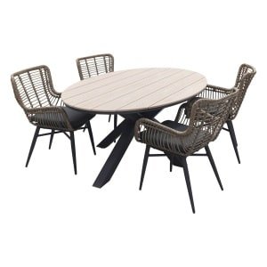 Jasmine Natural / GI Edison 180 x 115 cm. tafel - ovale tuinset