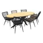 Jasmine black-naturel/Prado Ellips 240x115 cm. ovale tuinset - 7 delig