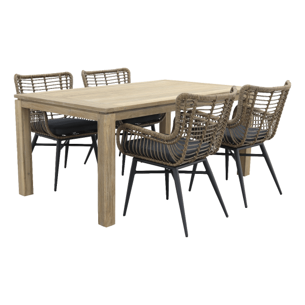 Jasmine natural/Rome grey 170 cm. tuinset - 5-delig