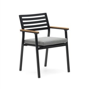 Kave Home Bona tuinstoel zwart teak hout